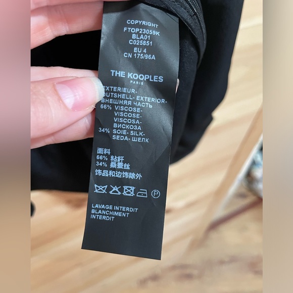 NWT The Kooples Black Crossed Top in Silk Blend Size 4 (US 10/XL). - Picture 8 of 12